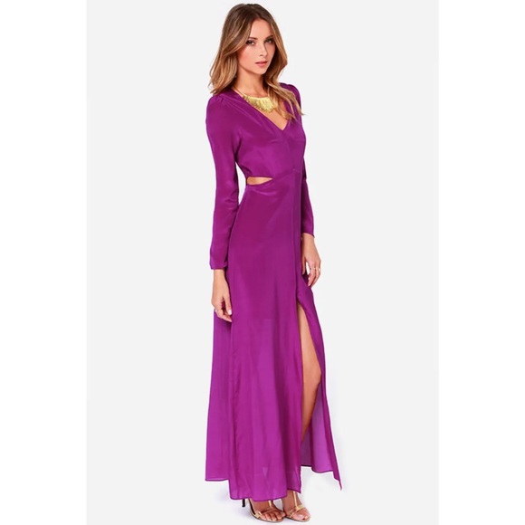Net Line & Dot Norma Purple Silk Maxi Dress - Picture 4 of 12